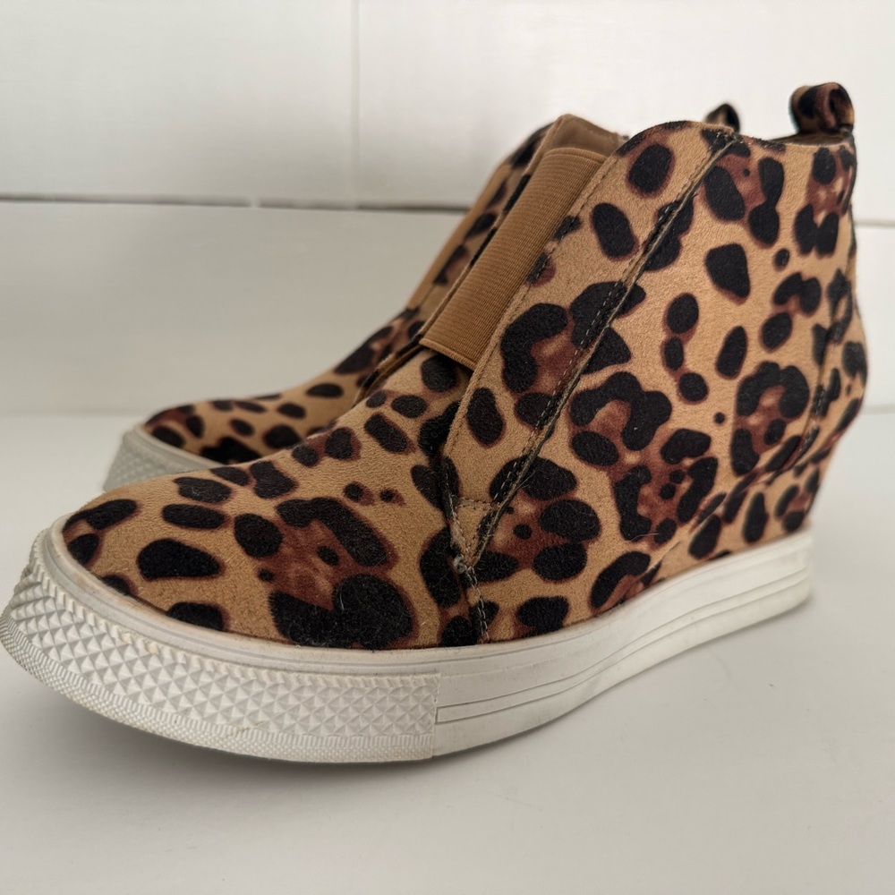 Leopard Print Women's Wedge Sneakers